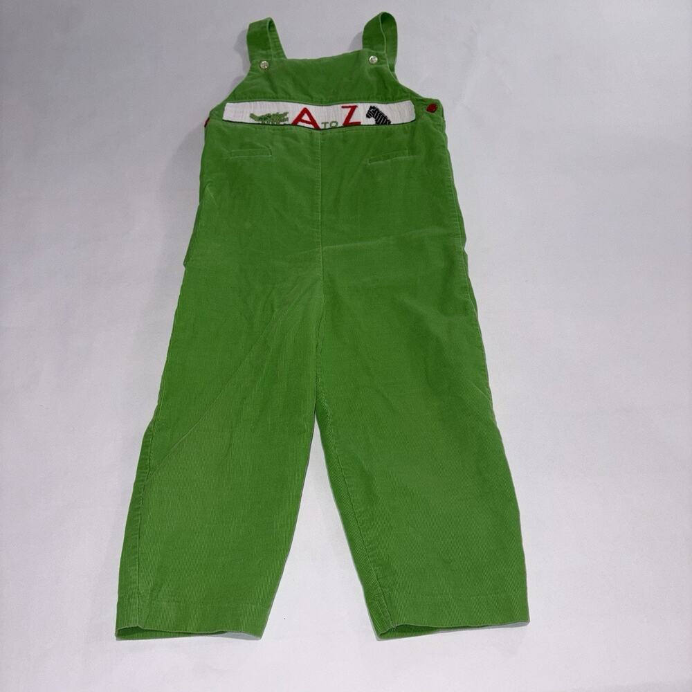 Vive La Fete Green Corduroy Alphabet Animal Overall 100% Cotton Size 3